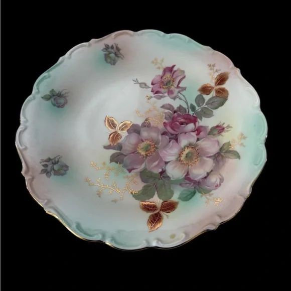1940'S SCHUMANN - BAVARIAARZBERG DESERT ROSE 12 CHOP PLATE GERMANY